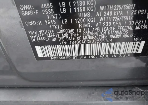 2018 Subaru Outback 2.5I Premium из США, поврежденный, VIN 4S4BSACC9J3282164